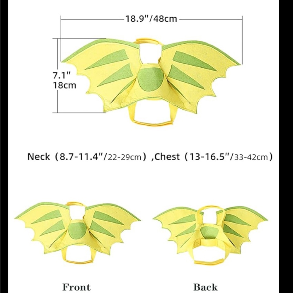 Green Dinosaur Wings Cat Costume - Picture 4 of 5